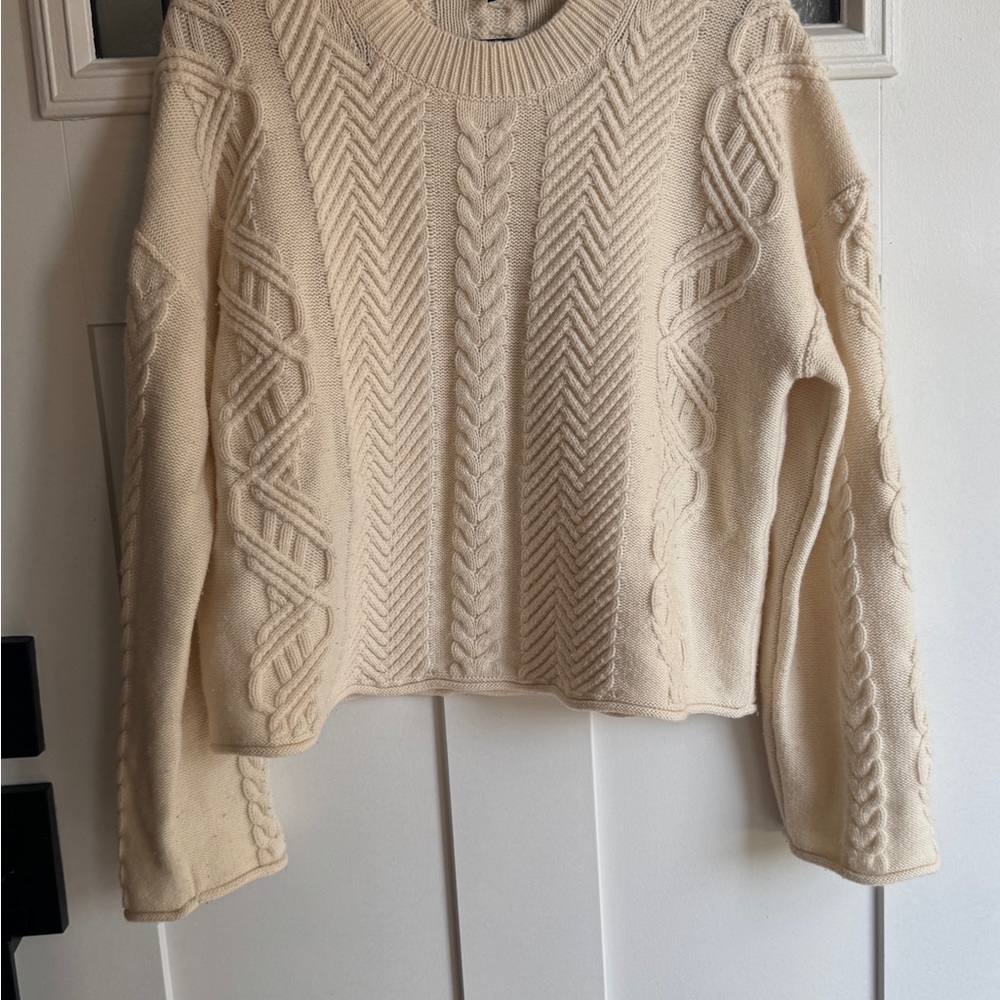 Theory Cream Cable Knit Sweater